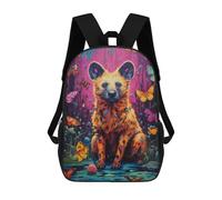 sinyumoney 3D Colorful Hyena with Butterflies Print Children Backpack for School Students Backpacks Schoolbag Shoulder Book Bags 17inch