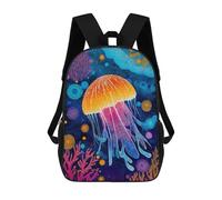 sinyumoney 3D Colorful Jellyfish Art Print School Backpack Student Casual Backpack For Kid's Children's Daypack Bookbag Hiking Sports Outdoor Work Travel Laptop Bag 17inch