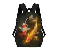sinyumoney 3D Colorful Koi Fish Painting Kid's Backpack Waterproof 17inch School Bag Cute Rucksacks Fashion Casual Schoolbag for Kids for Girl Boy School