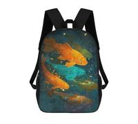 sinyumoney 3D Colorful Koi Fish Swimming-1 Kid's Backpack Waterproof 17inch School Bag Cute Rucksacks Fashion Casual Schoolbag for Kids for Girl Boy School