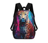 sinyumoney 3D Colorful Leopard in Forest Print Children Backpack for School Students Backpacks Schoolbag Shoulder Book Bags 17inch