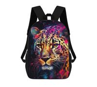 sinyumoney 3D Colorful Leopard Portrait -4 Print Children Backpack for School Students Backpacks Schoolbag Shoulder Book Bags 17inch