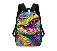 sinyumoney 3D Colorful Lizard Artwork Kid's Backpack Waterproof School Bag Bookbag Cute Rucksacks Fashion Casual Schoolbag for Kids for Girl Boy School 17inch