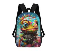 sinyumoney 3D Colorful Lizard with Mechanical Gear Kid's Backpack Waterproof 17inch School Bag Cute Rucksacks Fashion Casual Schoolbag for Kids for Girl Boy School