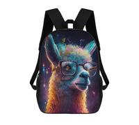 sinyumoney 3D Colorful Llama Glasses Art Print 17 Inch School Backpack Student Casual Backpack For Kid's Children's Daypack Bookbag Hiking Sports Outdoor Work Travel Laptop Bag
