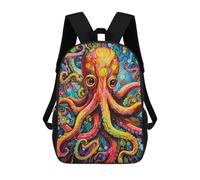 sinyumoney 3D Colorful Octopus Artwork-10 School Backpack for Kids Adult,Animal Schoolbags Large Bookbags Casual Daypack with Side Mesh Pocket 17inch