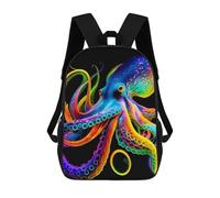 sinyumoney 3D Colorful Octopus Artwork Kid's Backpack Waterproof School Bag Bookbag Cute Rucksacks Fashion Casual Schoolbag for Kids for Girl Boy School 17inch