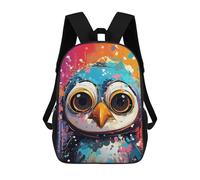 sinyumoney 3D Colorful Owl Art Print-8 Kid's Backpack Waterproof 17inch School Bag Cute Rucksacks Fashion Casual Schoolbag for Kids for Girl Boy School