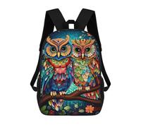 sinyumoney 3D Colorful Owl Illustration Kid's Backpack Waterproof School Bag Bookbag Cute Rucksacks Fashion Casual Schoolbag for Kids for Girl Boy School 17inch