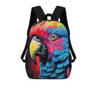 sinyumoney 3D Colorful Parrot Portrait-6 Print Children Backpack for School Students Backpacks Schoolbag Shoulder Book Bags 17inch