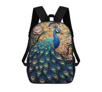 sinyumoney 3D Colorful Peacock Artwork Kid's Backpack Waterproof 17inch School Bag Cute Rucksacks Fashion Casual Schoolbag for Kids for Girl Boy School