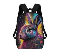 sinyumoney 3D Colorful Rabbit Portrait Kid's Backpack Waterproof School Bag Bookbag Cute Rucksacks Fashion Casual Schoolbag for Kids for Girl Boy School 17inch