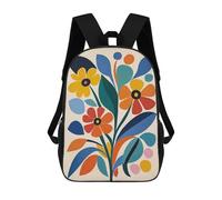 sinyumoney 3D Colorful Retro Flowers 17 Inch School Backpack Student Casual Backpack For Kid's Children's Daypack Bookbag Hiking Sports Outdoor Work Travel Laptop Bag