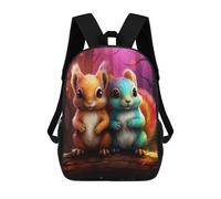 sinyumoney 3D Colorful Squirrels in Fantasy Forest Print Children Backpack for School Students Backpacks Schoolbag Shoulder Book Bags 17inch