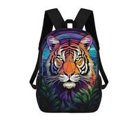 sinyumoney 3D Colorful Tiger Printing Daypacks Kids Casual Backpack Knapsack High Capacity Rucksack Travel Laptop Book Bag 17inch