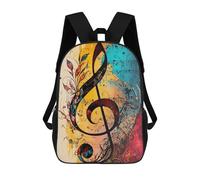 sinyumoney 3D Colorful Treble Clef Artwork Kid's Backpack Waterproof School Bag Bookbag Cute Rucksacks Fashion Casual Schoolbag for Kids for Girl Boy School 17inch