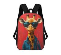sinyumoney 3D Cool Giraffe in Sunglasses Kid's Backpack Waterproof 17inch School Bag Cute Rucksacks Fashion Casual Schoolbag for Kids for Girl Boy School
