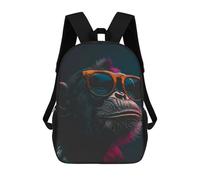 sinyumoney 3D Cool Monkey And Sunglasses Kid's Backpack Waterproof 17inch School Bag Cute Rucksacks Fashion Casual Schoolbag for Kids for Girl Boy School