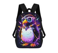 sinyumoney 3D Cool Penguin in Sunglasses Kid's Backpack Waterproof 17inch School Bag Cute Rucksacks Fashion Casual Schoolbag for Kids for Girl Boy School