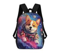 sinyumoney 3D Corgi Astronaut in Space -11 Kid's Backpack Waterproof 17inch School Bag Cute Rucksacks Fashion Casual Schoolbag for Kids for Girl Boy School