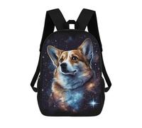 sinyumoney 3D Corgi in Space T-Shirt 17 Inch School Backpack Student Casual Backpack For Kid's Children's Daypack Bookbag Hiking Sports Outdoor Work Travel Laptop Bag