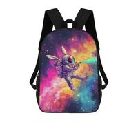 sinyumoney 3D Cosmic Bunny Astronaut Spray Painting Kid's Backpack Waterproof 17inch School Bag Cute Rucksacks Fashion Casual Schoolbag for Kids for Girl Boy School