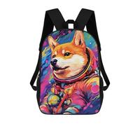 sinyumoney 3D Cosmic Canine Explorer-9 Kid's Backpack Waterproof 17inch School Bag Cute Rucksacks Fashion Casual Schoolbag for Kids for Girl Boy School