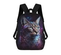 sinyumoney 3D Cosmic Cat Portrait Print-2 Kid's Backpack Waterproof 17inch School Bag Cute Rucksacks Fashion Casual Schoolbag for Kids for Girl Boy School