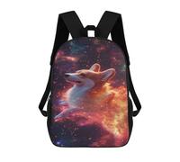 sinyumoney 3D Cosmic Corgi Adventure-7 School Backpack for Kids Adult,Animal Schoolbags Large Bookbags Casual Daypack with Side Mesh Pocket 17inch