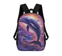 sinyumoney 3D Cosmic Dolphin Journey-1 Kid's Backpack Waterproof School Bag Bookbag Cute Rucksacks Fashion Casual Schoolbag for Kids for Girl Boy School 17inch