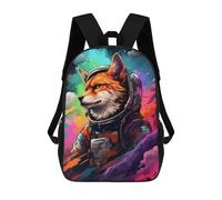 sinyumoney 3D Cosmic Fox Explorer-14 Kid's Backpack Waterproof 17inch School Bag Cute Rucksacks Fashion Casual Schoolbag for Kids for Girl Boy School