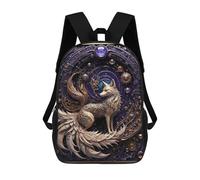 sinyumoney 3D Cosmic Golden Fox Art Deco School Backpack Student Casual Backpack For Kid's Children's Daypack Bookbag Hiking Sports Outdoor Work Travel Laptop Bag 17inch