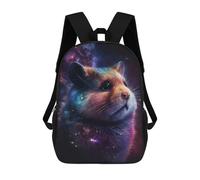 sinyumoney 3D Cosmic Hamster Portrait 17 Inch School Backpack Student Casual Backpack For Kid's Children's Daypack Bookbag Hiking Sports Outdoor Work Travel Laptop Bag