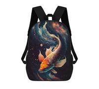 sinyumoney 3D Cosmic Koi Swim Print Children Backpack for School Students Backpacks Schoolbag Shoulder Book Bags 17inch