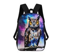 sinyumoney 3D Cosmic Owl Perch Kid's Backpack Waterproof School Bag Bookbag Cute Rucksacks Fashion Casual Schoolbag for Kids for Girl Boy School 17inch