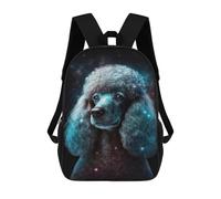 sinyumoney 3D Cosmic Poodle Art Print-1 17 Inch School Backpack Student Casual Backpack For Kid's Children's Daypack Bookbag Hiking Sports Outdoor Work Travel Laptop Bag