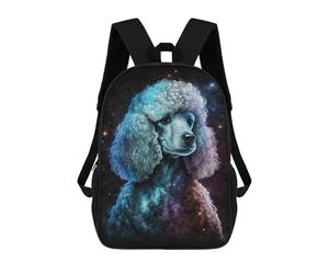 sinyumoney 3D Cosmic Poodle Art Print-3 17 Inch School Backpack Student Casual Backpack For Kid's Children's Daypack Bookbag Hiking Sports Outdoor Work Travel Laptop Bag