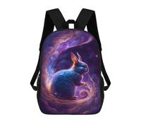 sinyumoney 3D Cosmic Rabbit in Space Kid's Backpack Waterproof 17inch School Bag Cute Rucksacks Fashion Casual Schoolbag for Kids for Girl Boy School