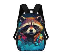 sinyumoney 3D Cosmic Raccoon Adventure Gear-2 Kid's Backpack Waterproof 17inch School Bag Cute Rucksacks Fashion Casual Schoolbag for Kids for Girl Boy School