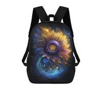 sinyumoney 3D Cosmic Sunflower Art Print-3 17 Inch School Backpack Student Casual Backpack For Kid's Children's Daypack Bookbag Hiking Sports Outdoor Work Travel Laptop Bag