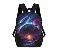 sinyumoney 3D Cosmic Sunset Ocean 17 Inch School Backpack Student Casual Backpack For Kid's Children's Daypack Bookbag Hiking Sports Outdoor Work Travel Laptop Bag
