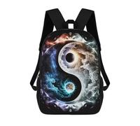 sinyumoney 3D Cosmic Yin-Yang Balance Print Children Backpack for School Students Backpacks Schoolbag Shoulder Book Bags 17inch