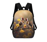 sinyumoney 3D Couple of Bird Goldfinch School Backpack Student Casual Backpack For Kid's Children's Daypack Bookbag Hiking Sports Outdoor Work Travel Laptop Bag 17inch
