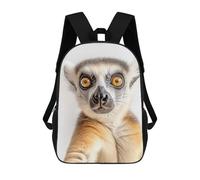 sinyumoney 3D Curious Ring-tailed Lemur Selfie Kid's Backpack Waterproof School Bag Bookbag Cute Rucksacks Fashion Casual Schoolbag for Kids for Girl Boy School 17inch