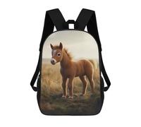sinyumoney 3D Cute Baby Horse Foal in Field Kid's Backpack Waterproof 17inch School Bag Cute Rucksacks Fashion Casual Schoolbag for Kids for Girl Boy School
