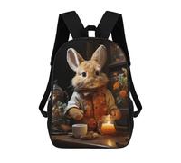 sinyumoney 3D Cute Bunny Tea Time Kid's Backpack Waterproof 17inch School Bag Cute Rucksacks Fashion Casual Schoolbag for Kids for Girl Boy School