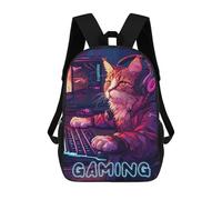 sinyumoney 3D Cute Cartoon Gaming Cat Kid's Backpack Waterproof 17inch School Bag Cute Rucksacks Fashion Casual Schoolbag for Kids for Girl Boy School