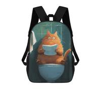 sinyumoney 3D Cute Cartoon Toilet Cat Printing Daypacks Kids Casual Backpack Knapsack High Capacity Rucksack Travel Laptop Book Bag 17inch