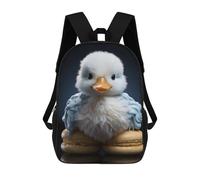 sinyumoney 3D Cute Duckling And Macarons Printing Daypacks Kids Casual Backpack Knapsack High Capacity Rucksack Travel Laptop Book Bag 17inch
