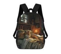 sinyumoney 3D Cute Fox Sleeping on Bed School Backpack Student Casual Backpack For Kid's Children's Daypack Bookbag Hiking Sports Outdoor Work Travel Laptop Bag 17inch